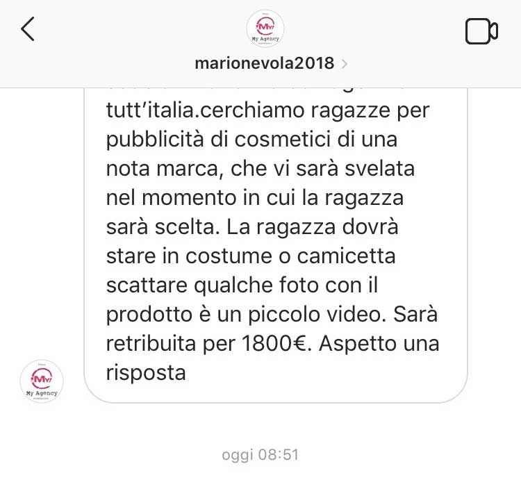 Agenzia moda Milano model agency | Casting e provini per modelle, fotomodelle, attrici, attori | Moda, film, cinema, pubblicità, spettacolo e televisione | Immagine truffa