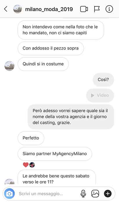 Agenzia moda Milano model agency | Casting e provini per modelle, fotomodelle, attrici, attori | Moda, film, cinema, pubblicità, spettacolo e televisione | Immagine truffa
