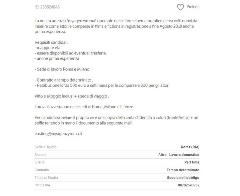 Agenzia moda Milano model agency | Casting e provini per modelle, fotomodelle, attrici, attori | Moda, film, cinema, pubblicità, spettacolo e televisione | Immagine truffa